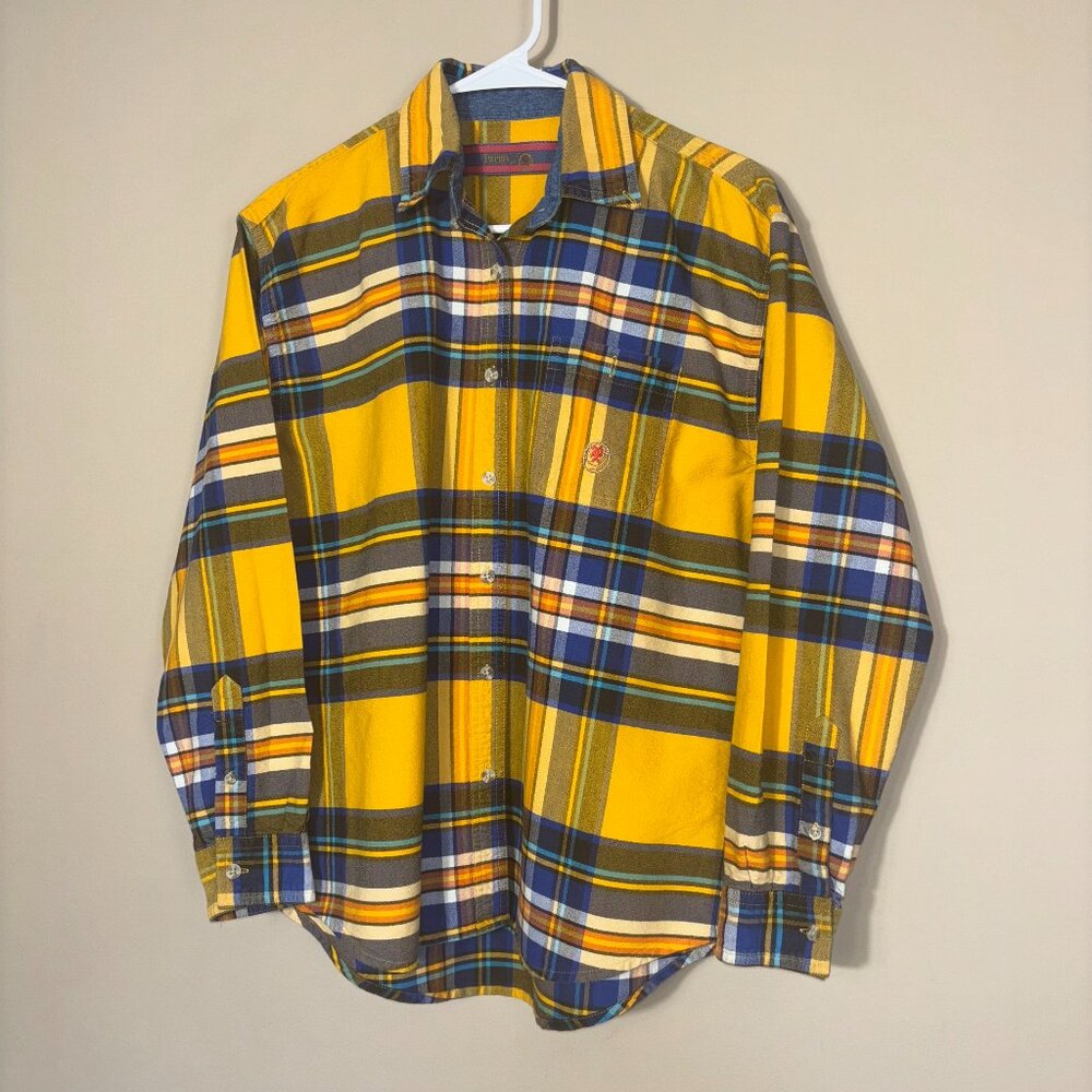 Yellow Plaid Long Sleeve Button-Up Shirt